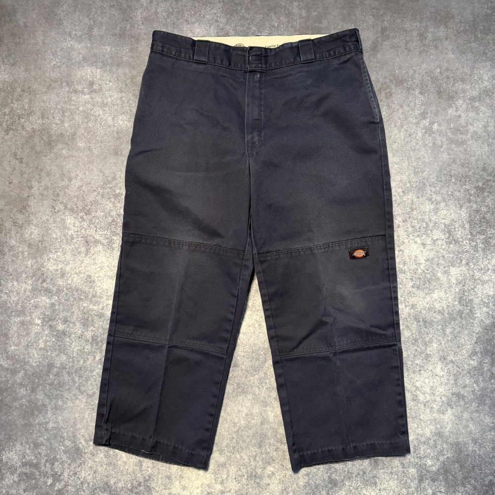 Dickies Double Knee Loose Fit Work Pants Mens Navy Twill Skate Baggy Trousers
